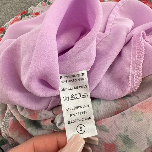 Harper Wren Cute Floral Romper Small Strapless Lined Light Lavender Red Green - Picture 14 of 16